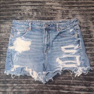American Eagle Outfitters Distressed Light Blue Denim Shorts
